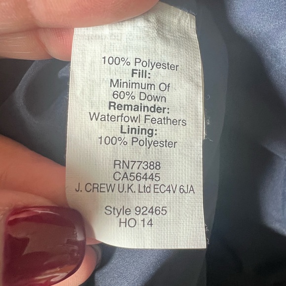 J. Crew ~ Navy Blue ~  Puffer Down Feather Vest ~Size Small - Picture 7 of 7